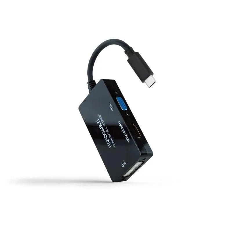 Convertitore Nanocable USB-C a HDMI/DVI/VGA 20cm Nero