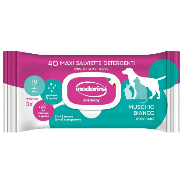 Inodorina Refresh Salviette Detergenti 40 salviette Muschio bianco