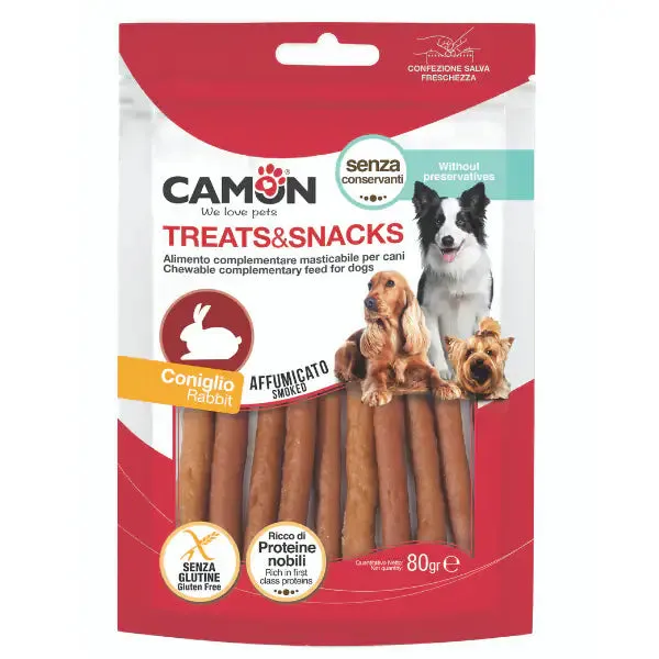 Camon Treats e Snacks per cani Strips affumicati di coniglio - 80 gr