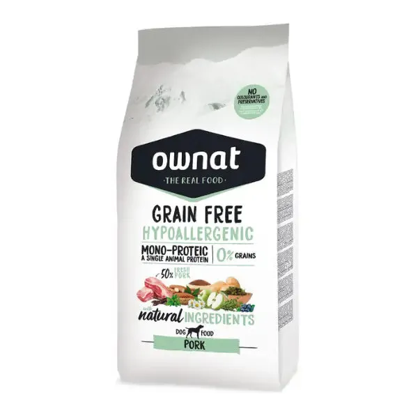 Ownat Grain Free Hypoallergenic Mono-Proteic All Breeds Adult con maiale fresco 12 kg - Croccantini per cani