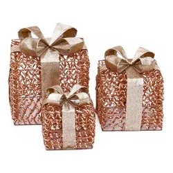 Pacchi regalo 1 gioco di luce (3pz) 900 luci - MICROLED Bianco caldo IP44 Rose gold 81789