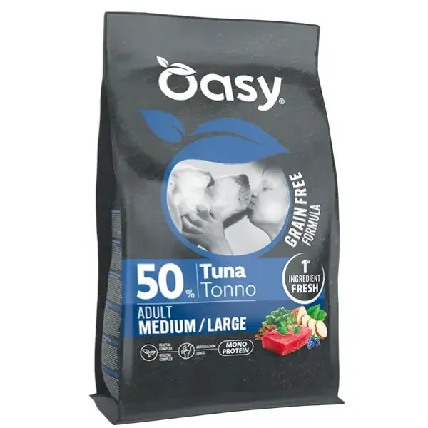 Oasy Grain Free formula Adult Medium/Large Tonno 10 kg - Croccantini per cani