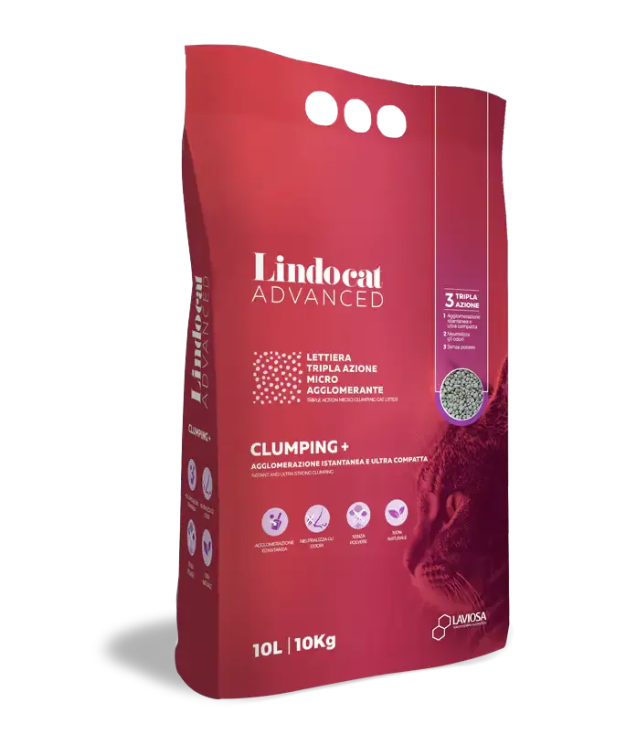 Lindocat Clumping Plus lettiera micro-agglomerante in bentonite naturale Tripla azione 10 lt (10 kg) Neutra - Lettiera agglomerante