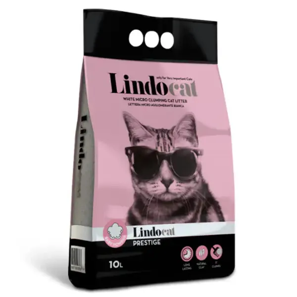 Lindocat Prestige lettiera agglomerante in bentonite bianca profumata 10 litri (8.3 Kg) - Lettiera agglomerante