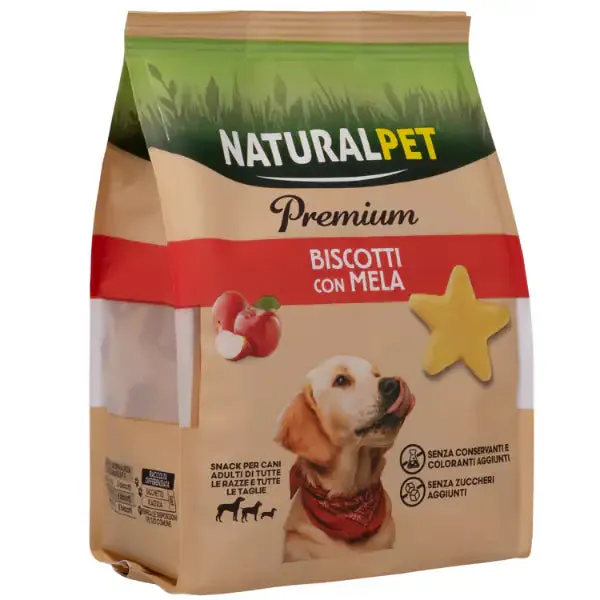 NaturalPet Premium biscotti per cani All Breeds 300 gr con Mela