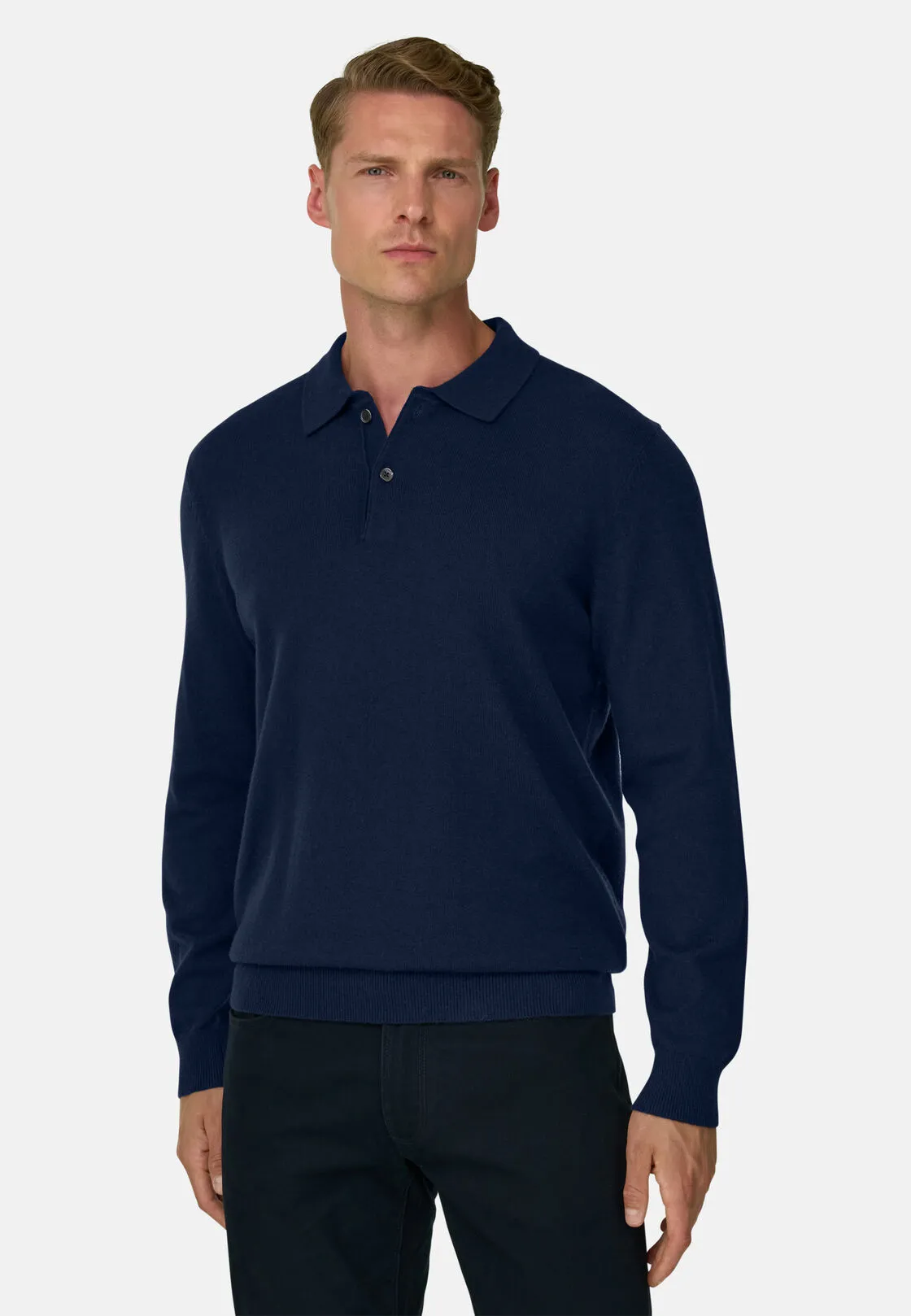 Boggi, Polo Di Maglia In Misto Cashmere, Uomo, Navy, Taglia: M
