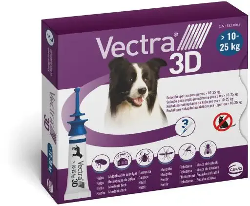 Vectra 3D 3 pipette per cani 3 pipette peso 10-25 kg - Antiparassitario per cani