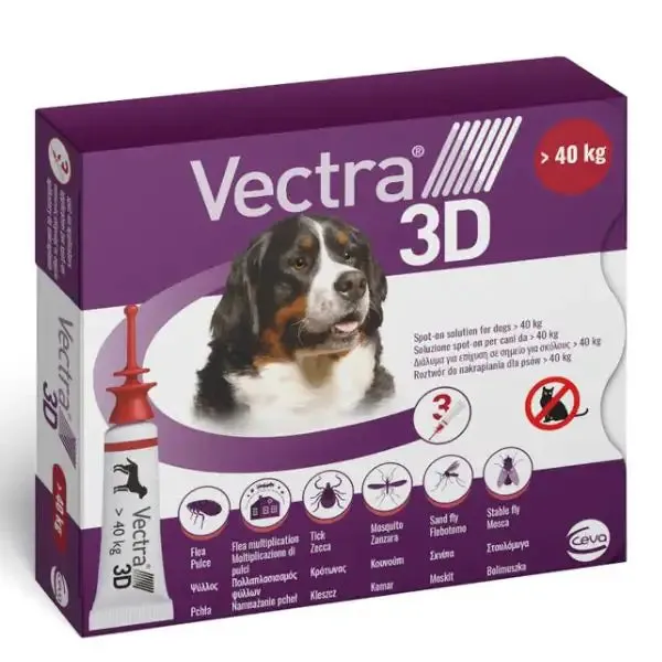 Vectra 3D 3 pipette per cani 3 pipette peso oltre 40 kg - Antiparassitario per cani