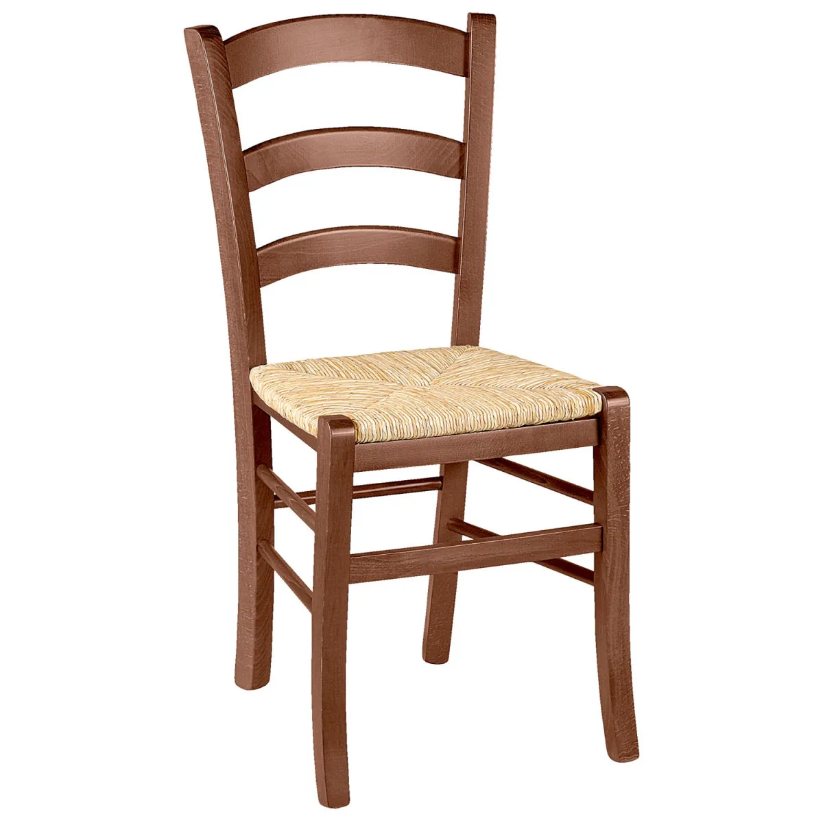 2x PULSIVA Sedia rustica Paesana con seduta in paglia; 40x46x87 cm (LxPxH); seduta naturale, struttura noce; 2 pz. / Pacco