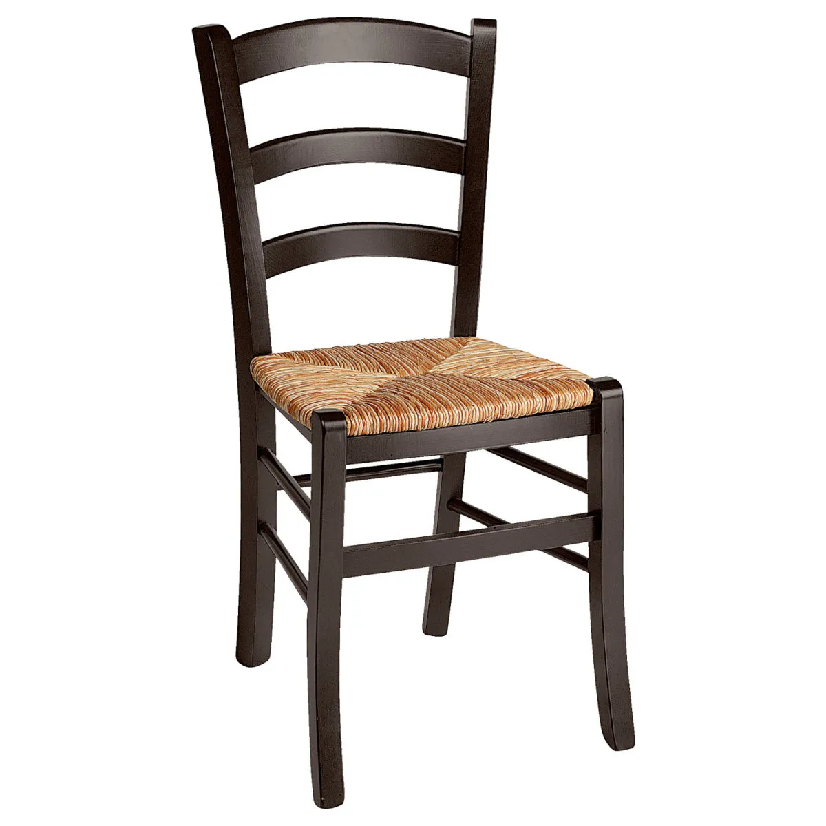 2x PULSIVA Sedia rustica Paesana con seduta in paglia; 40x46x87 cm (LxPxH); seduta naturale, struttura marrone scuro; 2 pz. / Pacco