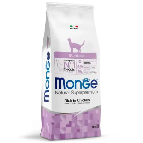 Monge Natural Superpremium Sterilised Ricco di Pollo 10 kg - Croccantini per gatti