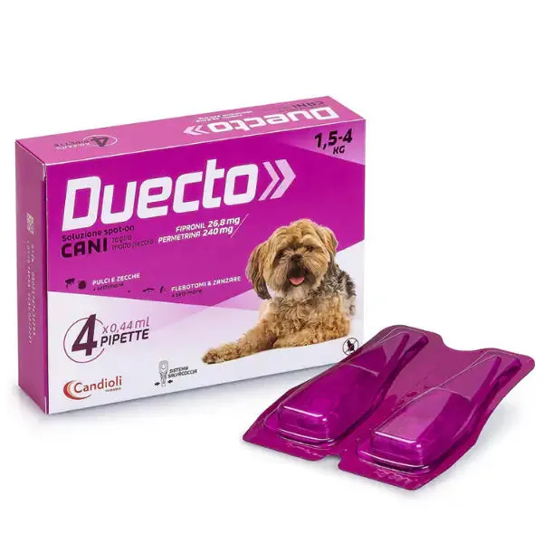 Candioli Pharma Duecto Spot On 4 pipette per cani 4 pipette peso 1,5-4 kg - Antiparassitario per cani