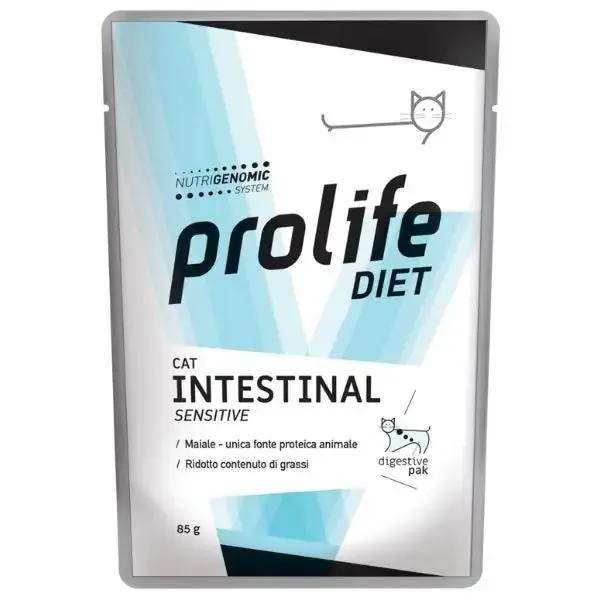 Prolife Diet Cat Sensitive Intestinal 85 gr Maiale - confezione da 12 pezzi - Dieta veterinaria per gatti