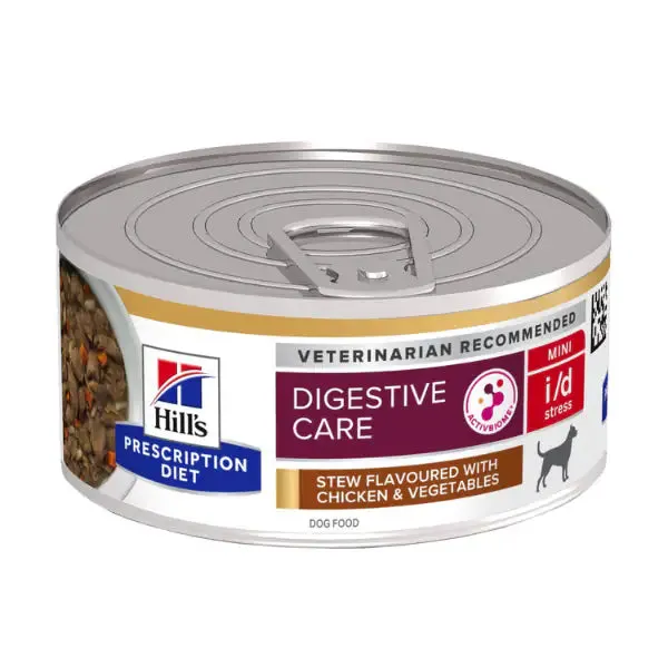Hill's Prescription Diet i/d Stress Mini Canine 156 gr Spezzatino pollo e verdure - confezione da 6 pezzi - Dieta veterinaria per cani