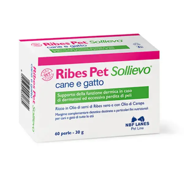 NBF Ribes Pet Sollievo Supporto dermico Compresse per cani e gatti 30 Perle - Integratori per cani