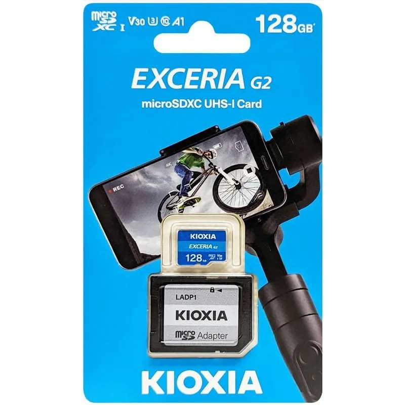 Kioxia Exceria G2 MicroSDXC 128GB UHS-III U3 A1 V30 Classe 10 + Adattatore SD