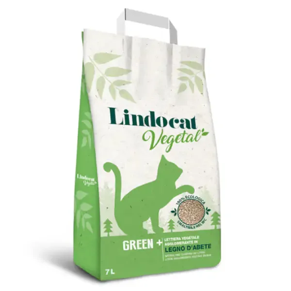 Lindocat Green Plus lettiera vegetale agglomerante a base di legno d’abete senza profumazione 7 lt (2,5 kg) - Lettiera vegetale