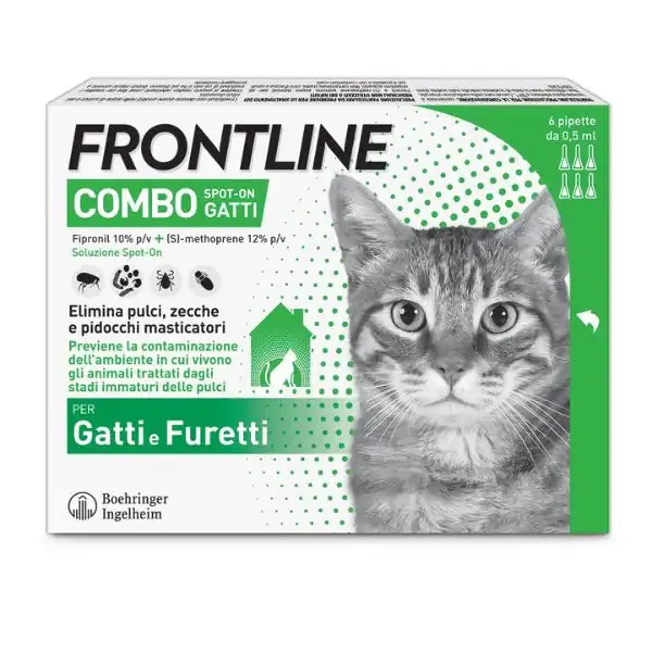 Frontline Combo Spot-On antiparassitario per gatti 6 pipette peso 2-8 kg - Antiparassitario per gatti