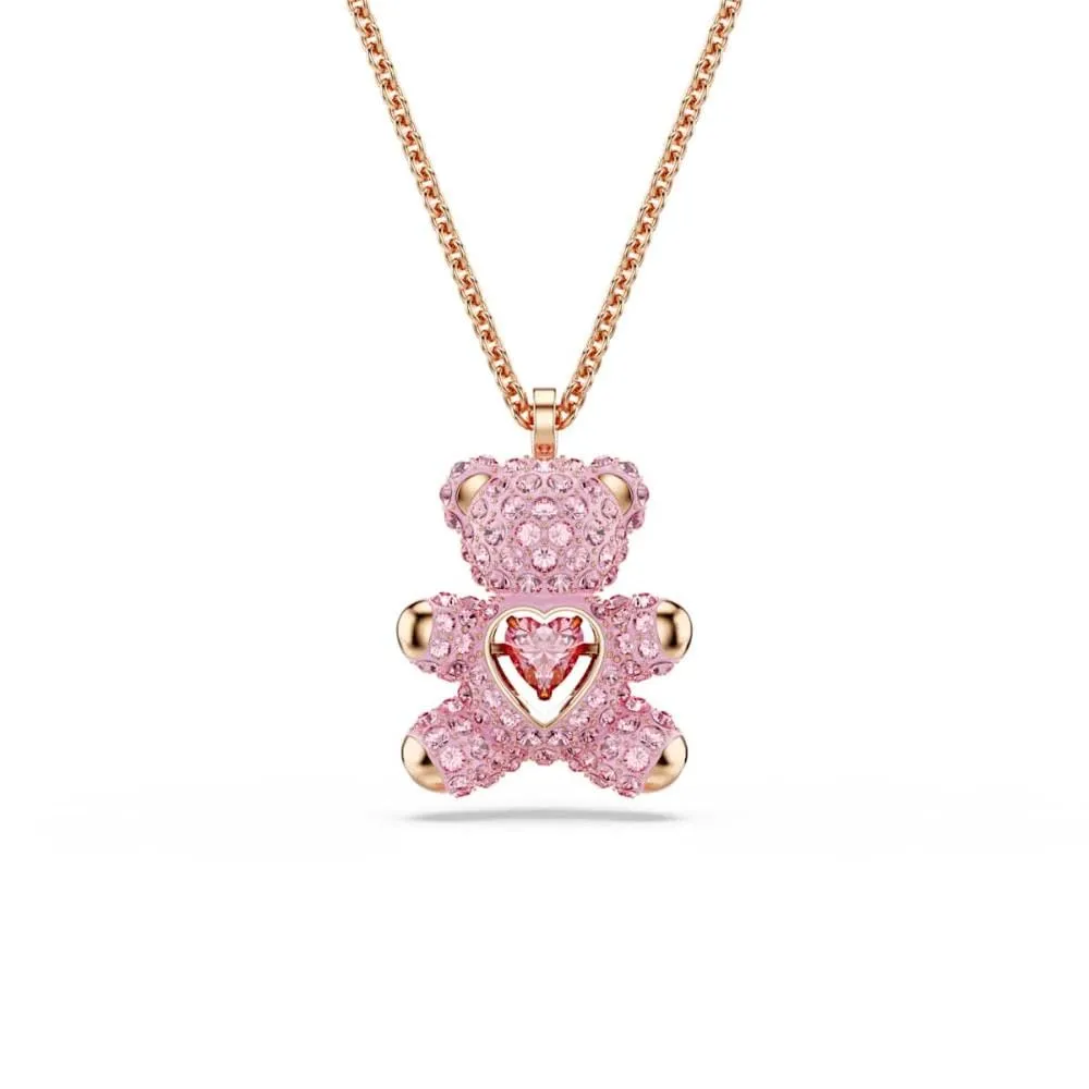 Swarovski Pendente Teddy, Orso, Rosa, Placcato color oro rosa