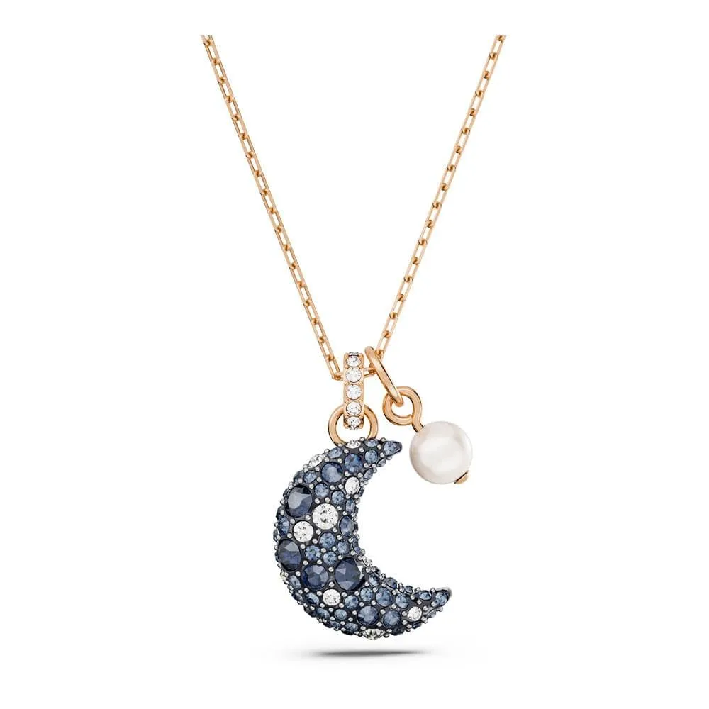 Swarovski Pendente Luna, Crystal Pearl, Luna, Multicolore, Placcato color oro rosa