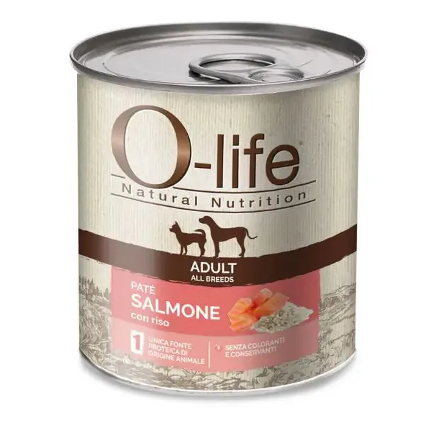 O-life Adult Grain Free Patè monoproteico 400 gr Salmone e riso - Umido monoproteico cane