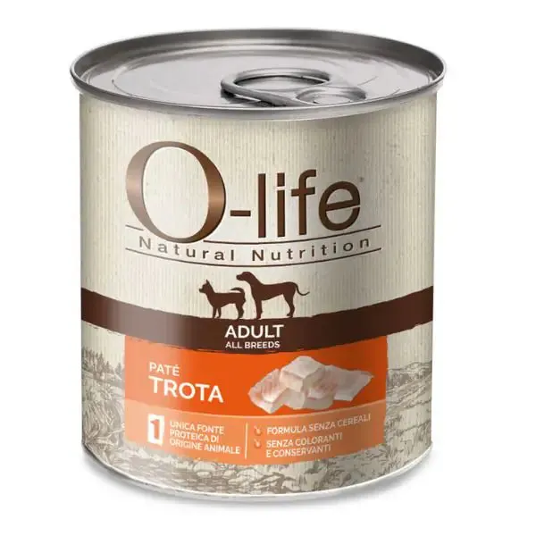 O-life Adult Grain Free Patè monoproteico 400 gr Trota - Umido monoproteico cane