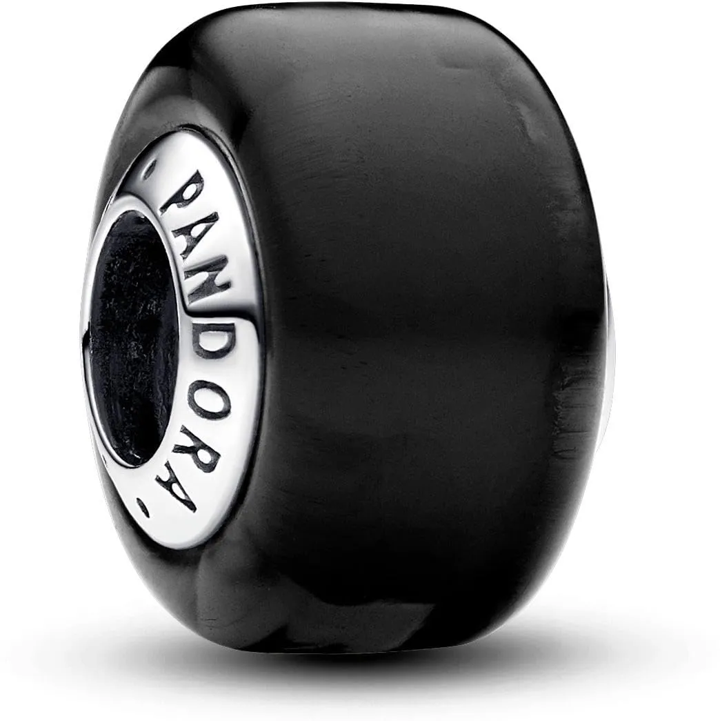 PANDORA Ciondolo Moments in argento Sterling con vetro di Murano nero