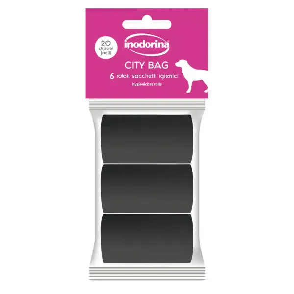Inodorina City Bag - Ricarica Sacchetti Igienici 6 rotoli da 20 bustine