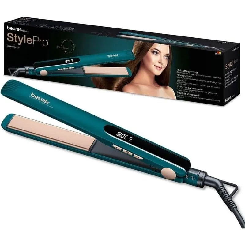Piastra per Capelli Ceramica Cheratina Beurer HS 50 Ocean 220ºC Display Spegnimento Automatico Blu