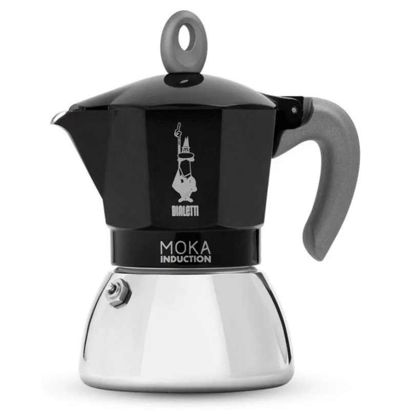 Caffettiera Moka Induction Bialetti Italiana 6 Tazze 1,4L Induzione Nero Argento