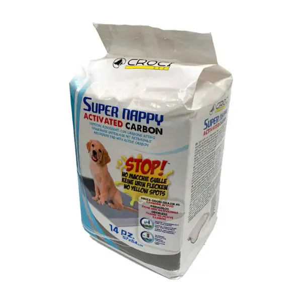 Tappetini Igienici Super Nappy Carbone Attivo Croci 14 pezzi 57x54 cm