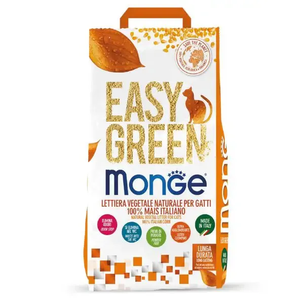 Lettiera vegetale Monge Easy Green 100% Mais Italiano 10 lt (3,8 kg) - Lettiera vegetale