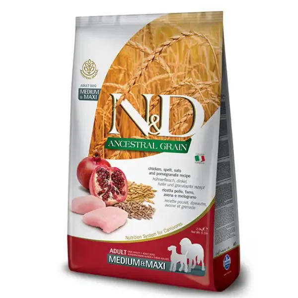Farmina N&D Ancestral Grain Adult Medium/Maxi Pollo e Melograno 12 kg - Croccantini per cani