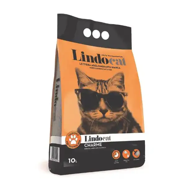 Lindocat Charme lettiera agglomerante in bentonite bianca profumata 10 lt (9 kg) - Lettiera agglomerante