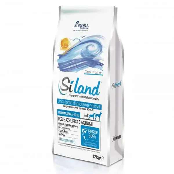 Siland Adult Medium Large Monoproteico Pesce Azzurro e Agrumi 12 kg - Crocchette monoproteiche cane