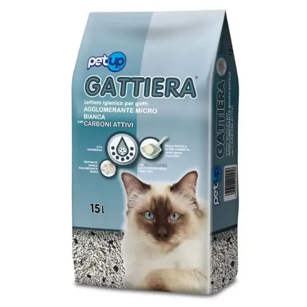 Lettiera igienica agglomerante con carboni attivi Gattiera PetUp 15 lt (14 kg) - Lettiera agglomerante