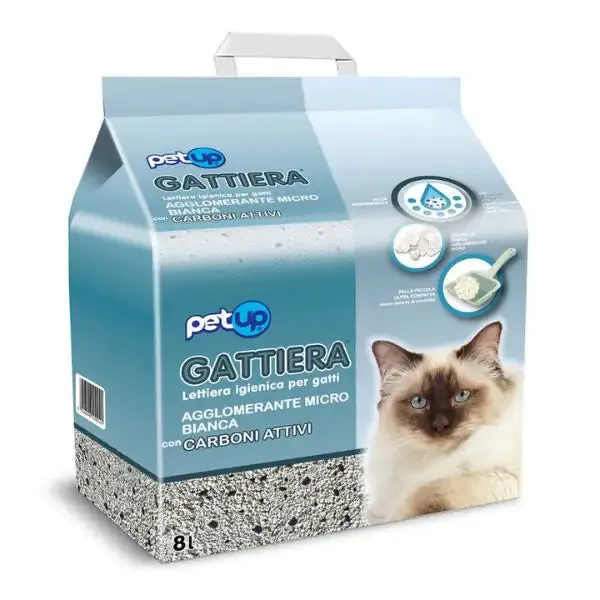 Lettiera igienica agglomerante con carboni attivi Gattiera PetUp 8 lt (7,5 kg) - Lettiera agglomerante