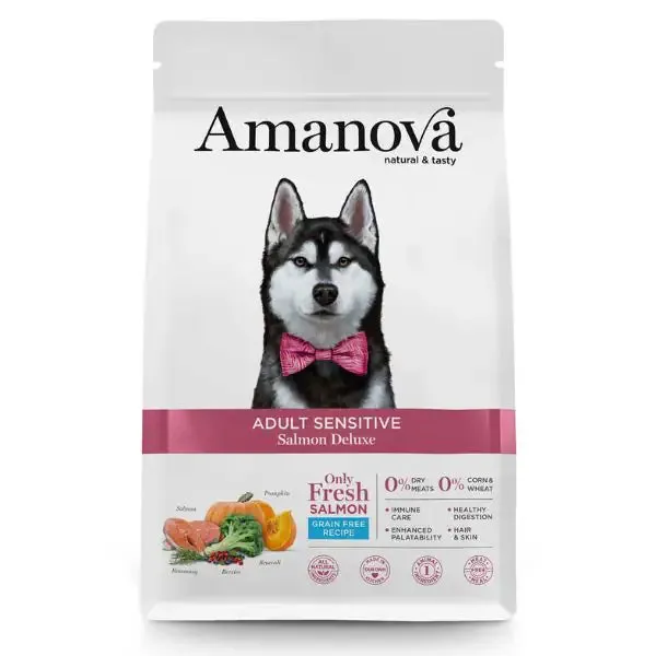 Amanova Adult Sensitive Salmone Deluxe Grain Free 10 kg - Croccantini per cani