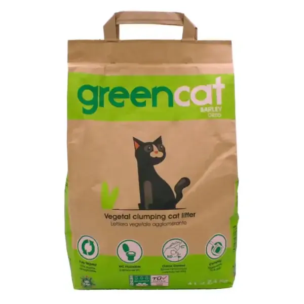GreenCat lettiera vegetale e agglomerante per gatti Orzo 6 lt (2,4 kg) - Lettiera vegetale