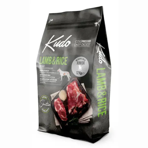 Kudo Low Grain Junior Medium/Maxi Agnello e Riso 12 kg - Croccantini per cani