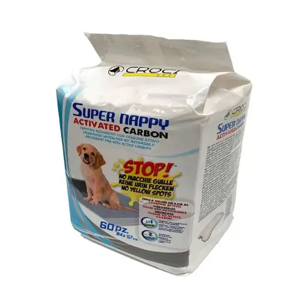 Tappetini Igienici Super Nappy Carbone Attivo Croci 60 pezzi 60x60 cm