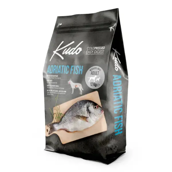 Kudo Low Grain Adult Medium/Maxi Adriatic Fish 12 kg - Croccantini per cani