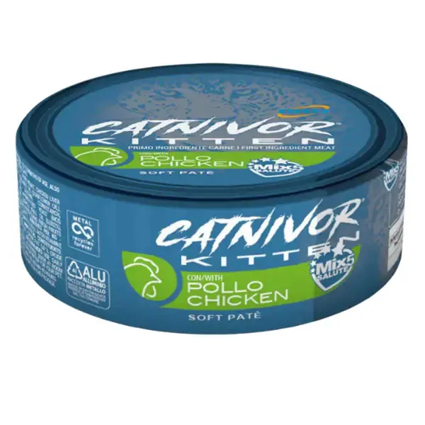 DRN Catnivor Kitten Patè 80 gr Pollo - confezione da 24 pezzi - Cibo umido per gatti