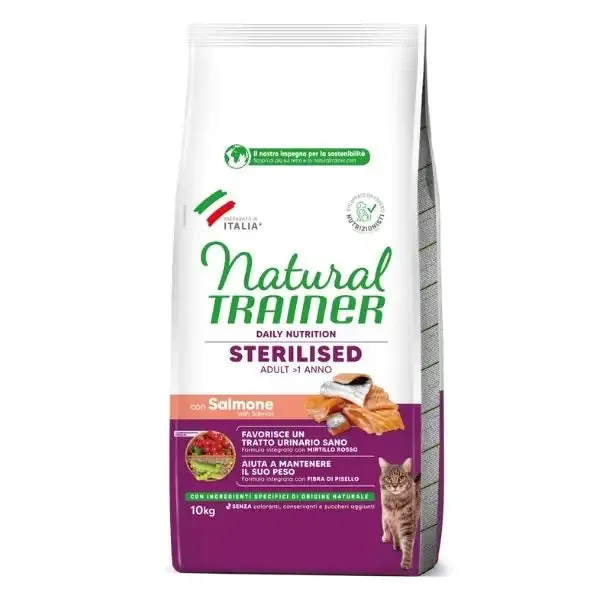 Natural Trainer Daily Nutrition Adult Sterilised con Salmone 10 kg - Croccantini per gatti