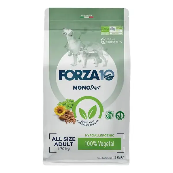 Forza10 MonoDiet All Breed Adult Hypoallergenic Vegetale Bio 10 kg - Crocchette monoproteiche cane