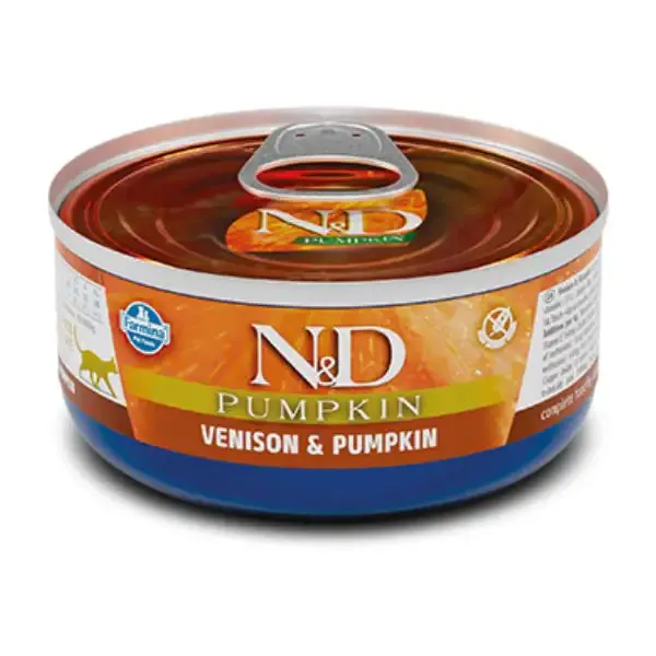 Farmina N&D Pumpkin Feline Umido 70 gr Cervo e Zucca - confezione da 24 pezzi - Cibo umido per gatti
