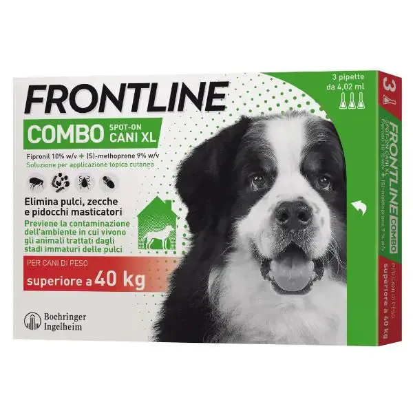 Frontline Combo Spot-On antiparassitario per cani 3 pipette peso 40-60 kg - Antiparassitario per cani