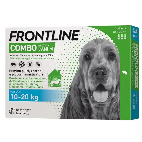 Frontline Combo Spot-On antiparassitario per cani 3 pipette peso 10-20 kg - Antiparassitario per cani