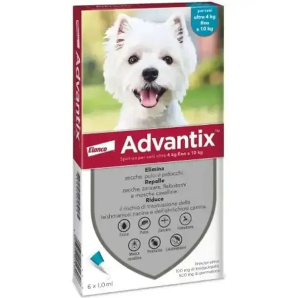 Advantix antiparassitario Spot-On per cani 6 pipette peso 4-10 kg - Antiparassitario per cani
