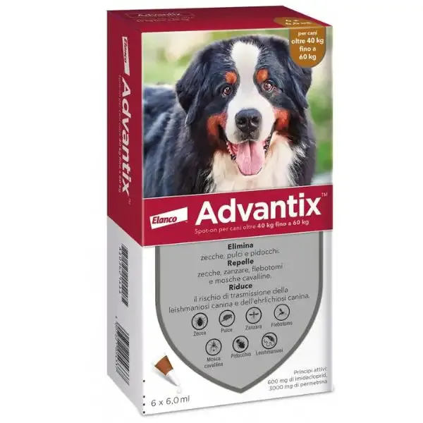 Advantix antiparassitario Spot-On per cani 6 pipette peso oltre 40 kg - Antiparassitario per cani